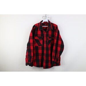 Vintage 90s Five Brother Mens 2XL XXL Heavyweight Flannel Button Shirt Red Plaid